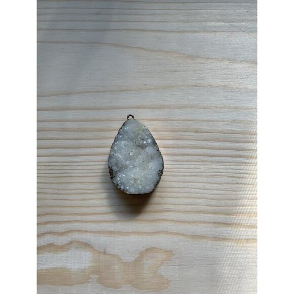 Gold Wrapped Druzy Quartz Necklace Pendant
